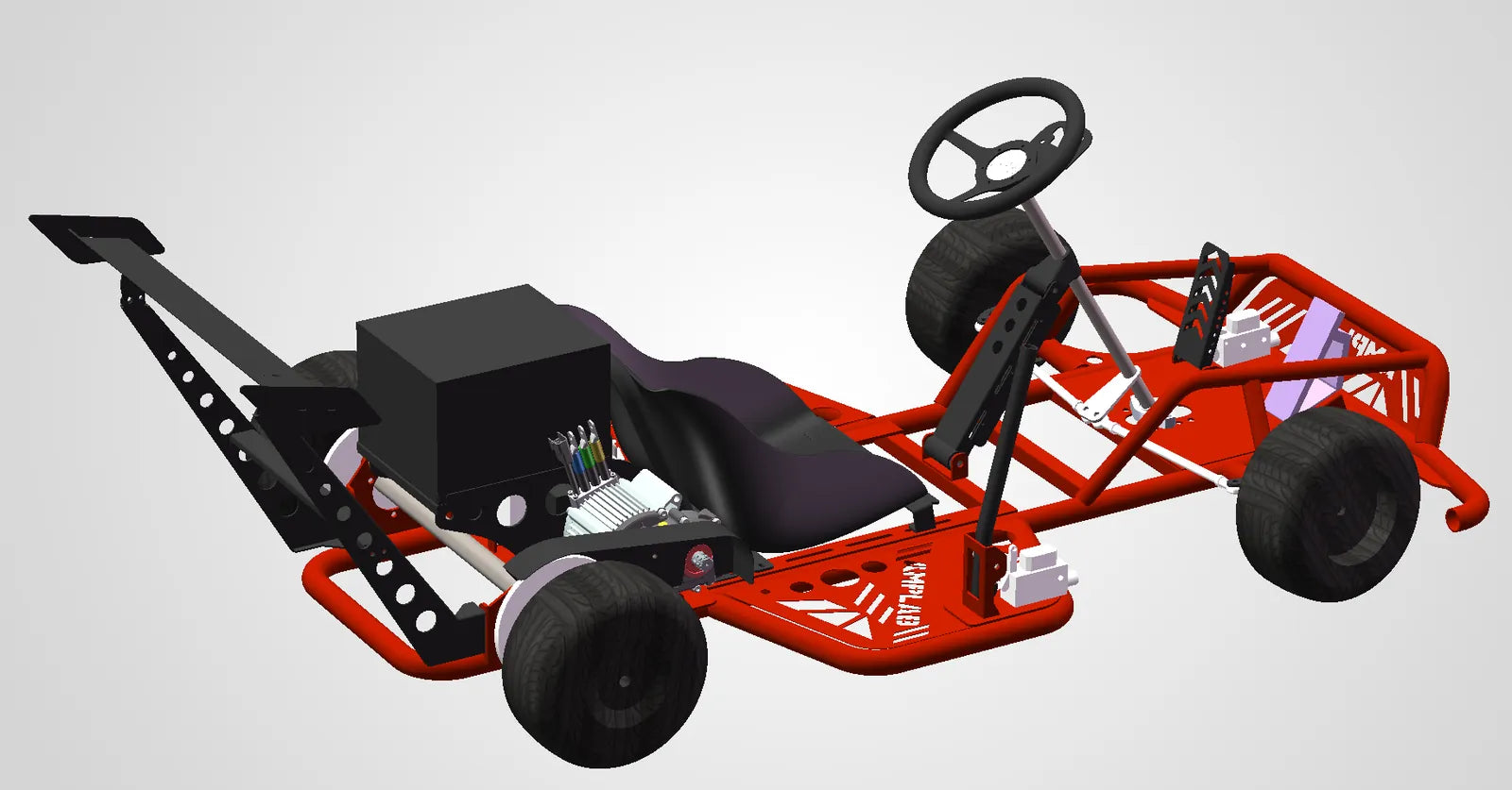 AMPLAB Drift Kart rear three-quarter view with numbered features